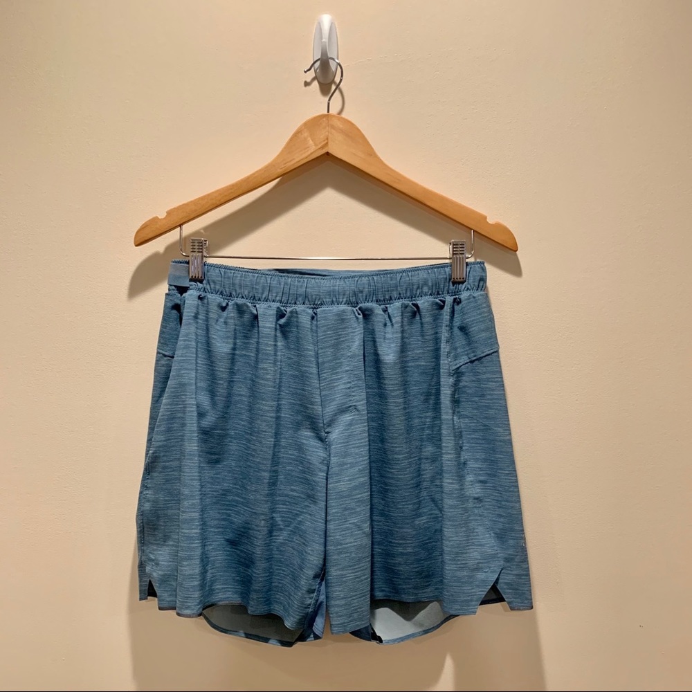 lululemon men’s 6” light blue running shorts